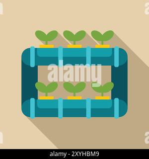 Système hydroponique cultivant des légumes biologiques sains, serre automatisée moderne, concept de technologies agricoles innovantes Illustration de Vecteur