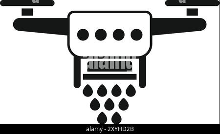 Icône vectorielle simple d'un drone agricole pulvérisant de l'engrais sur un champ Illustration de Vecteur