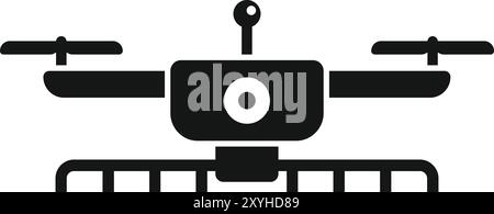 Icône vectorielle simple d'un drone agricole pulvérisant de l'engrais sur le champ Illustration de Vecteur