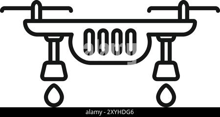 Icône simple d'un drone agricole pulvérisant de l'engrais liquide sur un champ Illustration de Vecteur