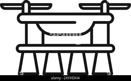 Cette icône représente un drone de livraison transportant un colis à l’aide de ses quatre hélices, symbolisant une logistique efficace et moderne Illustration de Vecteur