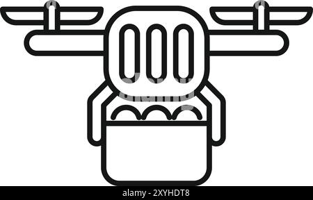 Cette conception simple représente un drone transportant un colis, parfait pour illustrer les services de livraison Illustration de Vecteur