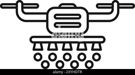 Drone agricole pulvérisant des cultures icône dans un style de ligne mince, représentant des techniques agricoles modernes Illustration de Vecteur