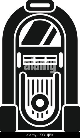 Illustration vectorielle en noir et blanc d'un juke-box vintage jouant de la musique dans un restaurant rétro Illustration de Vecteur