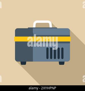 Réfrigérateur portable gardant les aliments et les boissons au frais pendant le voyage, icône de conception plate avec une longue ombre Illustration de Vecteur