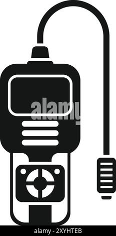 Icône noire pleine pour un instrument de mesure portable à détecteur de gaz, utilisé pour détecter les gaz dangereux Illustration de Vecteur