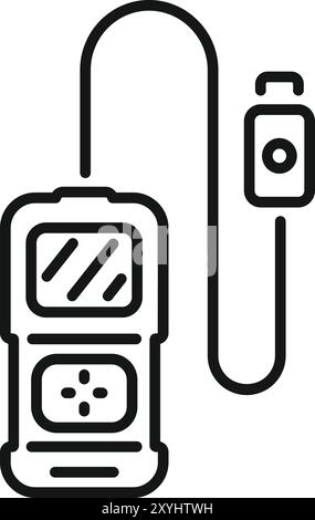 Icône noire et blanche d'un instrument de mesure à détecteur de gaz portable indiquant le niveau de méthane Illustration de Vecteur