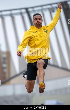 Simon PLITZKO (TSG Bergedorf) , ALLEMAGNE, saut en longueur hommes PER, Leichtathletik, Athlétisme, Championnats du monde d'athlétisme U20 Lima 24, Leichtathletik Weltmeisterschaften, 29.08.2024, Foto : Eibner-Pressefoto/Jan Papenfuss Banque D'Images