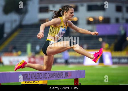 Jule LINDNER (LG Bamberg), ALLEMAGNE, 3000m Steeple Chase femmes PER, Leichtathletik, Athlétisme, Championnats du monde d'athlétisme U20 Lima 24, Leichtathletik Weltmeisterschaften, 29.08.2024, Foto : Eibner-Pressefoto/Jan Papenfuss Banque D'Images