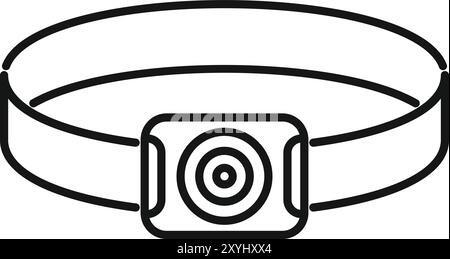 Illustration vectorielle minimaliste d'une lampe de poche frontale avec une bande élastique, idéale pour éclairer les environnements sombres Illustration de Vecteur