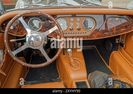 Tableau de bord cuir Morgan Classic car Banque D'Images