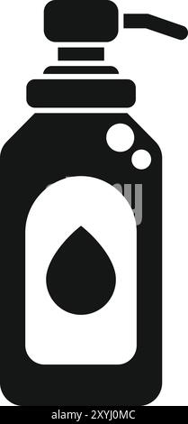 Icône vectorielle simple d'un distributeur de savon avec du savon liquide à l'intérieur, isolé sur un fond blanc Illustration de Vecteur