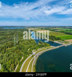 Vue du barrage Lech 22 près d'Unterbergen en Souabe bavaroise Banque D'Images