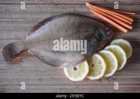 Flet frais avec citron et carotte Banque D'Images