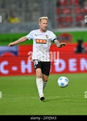 Heidenheim, Allemagne. 29 août 2024. Mikkel Rygaard (18) BK Haecken Aktion am Ball 1. FC Heidenheim 1846 FCH vs BK Haecken 29.08.2024 Conference League la RÉGLEMENTATION DFL INTERDIT TOUTE UTILISATION DE PHOTOGRAPHIES COMME SÉQUENCES D'IMAGES ET/OU QUASI-VIDÉO/dpa/Alamy Live News Banque D'Images