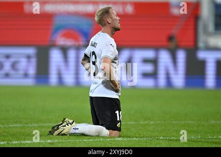 Heidenheim, Allemagne. 29 août 2024. Mikkel Rygaard (18) BK Haecken enttaeuscht 1. FC Heidenheim 1846 FCH vs BK Haecken 29.08.2024 Conference League la RÉGLEMENTATION DFL INTERDIT TOUTE UTILISATION DE PHOTOGRAPHIES COMME SÉQUENCES D'IMAGES ET/OU QUASI-VIDÉO/dpa/Alamy Live News Banque D'Images