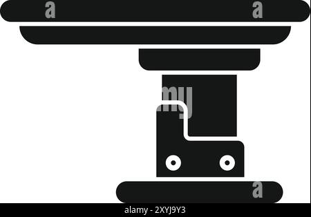 Icône de silhouette noire d'une table d'examen médical en cours de préparation pour une opération chirurgicale dans un hôpital Illustration de Vecteur