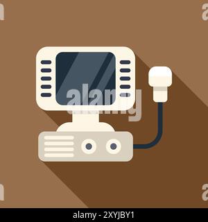 Matériel médical montrant un fœtus pendant un examen échographique avec un médecin tenant la sonde Illustration de Vecteur