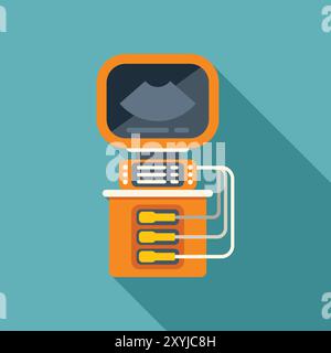 Machine à ultrasons affichant le résultat de sonogramme sur l'écran du moniteur, concept d'examen médical Illustration de Vecteur