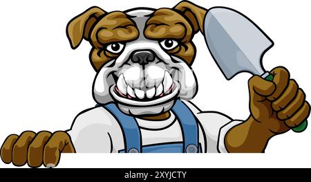 Animaux Jardinage Jardinier Bulldog Mascot Illustration de Vecteur