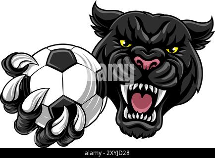 Mascotte de football Black Panther Leopard Jaguar Cat Illustration de Vecteur