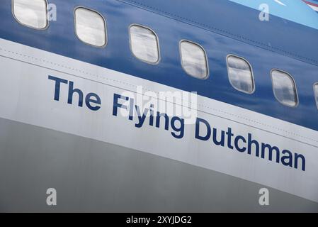 Lelystad, pays-Bas. Juillet 2022. Gros plan du fuselage d'un avion étiqueté Flying Dutchman Banque D'Images