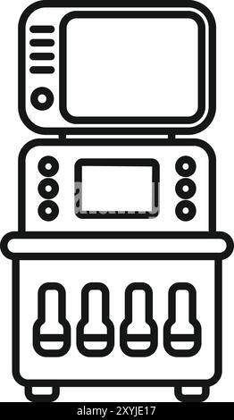Icône de dessin au trait d'un appareil à ultrasons, couramment trouvé dans les hôpitaux et les cliniques médicales, utilisé pour le diagnostic et la surveillance Illustration de Vecteur