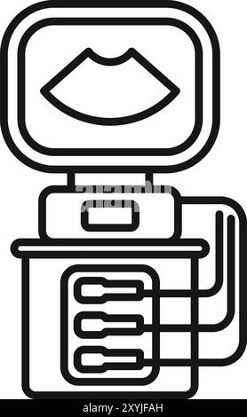 Échographe affichant le fœtus sur le moniteur, utilisé dans les hôpitaux pour les examens de grossesse et les examens médicaux Illustration de Vecteur