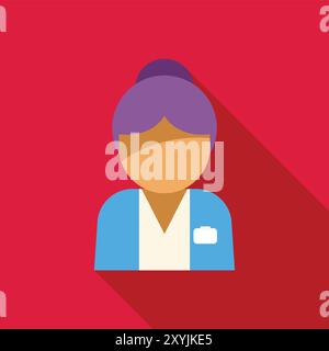 Illustration vectorielle colorée simple d'un professionnel de la santé féminin portant un badge Illustration de Vecteur