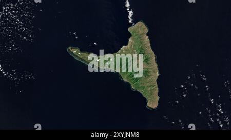 Île d'Anjouan dans le canal du Mozambique sur une image satellite prise le 19 septembre 2018 Banque D'Images