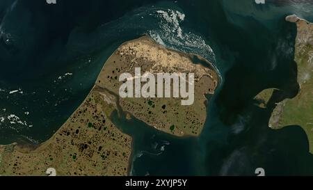 Ayon Island dans la mer de Sibérie orientale sur une image satellite prise le 4 juillet 2021 Banque D'Images