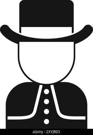 Gentleman en costume traditionnel avec icône de chapeau haut de gamme dans un style simple isolé sur fond blanc Illustration de Vecteur
