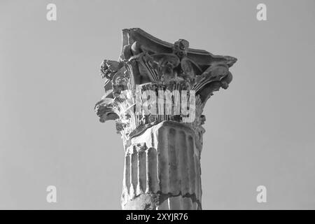 Ruines Romaines d'OSTIA ANTICA : COLONNE AGE CAPITALE. Banque D'Images