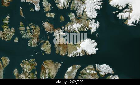 Île Devon dans la baie de Baffin sur une image satellite prise le 31 décembre 2003 Banque D'Images