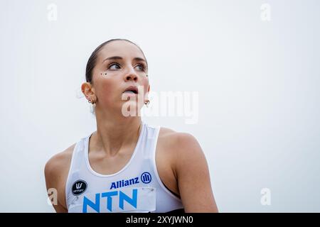 Lima, Pérou. 29 août 2024. Le belge Noor Koekelkoren réagit au 100m haies féminin, lors des Championnats du monde d'athlétisme U20, jeudi 29 août 2024, à Lima, au Pérou. Les championnats du monde se déroulent du 27 au 31 août. BELGA PHOTO SONYA MALETER crédit : Belga News Agency/Alamy Live News Banque D'Images