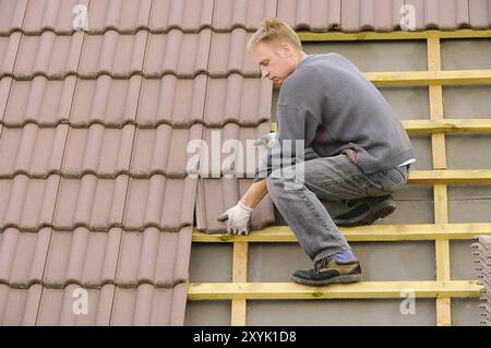 Couverture de toit, couverture de toit en tuiles 01 Banque D'Images