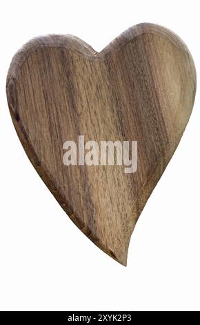 Coeur en bois sur fond blanc Banque D'Images