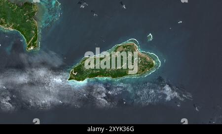 Île de Jomalig dans la mer des Philippines sur une image satellite prise le 1er juin 2023 Banque D'Images