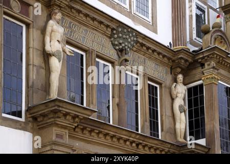 Détail de la maison du maire de la sorcière à Lemgo Banque D'Images