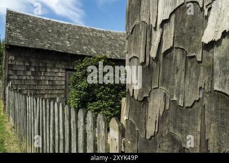 Casa monumento historico fabricada con tejas de alerce, Curaco de Velez, Region de Los Lagos, isla de Quinchao, archipielago de Chiloe, provincia de C. Banque D'Images