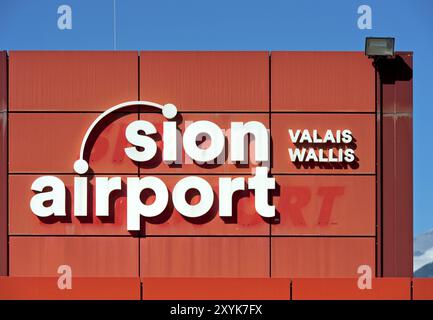 Aéroport de Sion, Sion, Sion, Valais, Suisse, Europe Banque D'Images