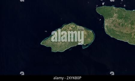 Pulau Leti dans la mer de Timor sur une image satellite prise le 22 avril 2023 Banque D'Images