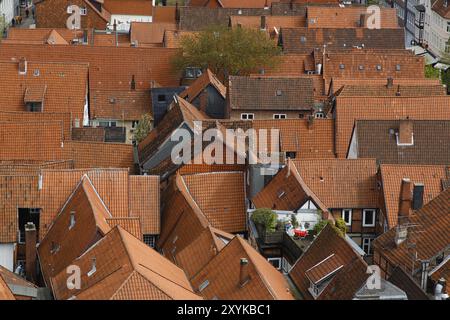 Celle, Allemagne, 19 avril 2014 : photographie des toits de celle prise du haut de l'église de la ville, Europe Banque D'Images