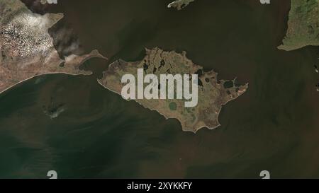 Île Marsh dans le golfe du Mexique sur une image satellite prise le 6 novembre 2020 Banque D'Images