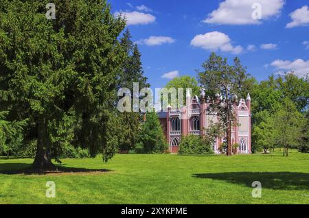 Woerlitz Gothic Park Maison gothique, Anglais terrain de Woerlitz Maison gothique 03 Banque D'Images