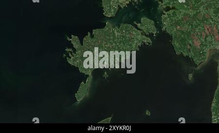 Osel Island dans la mer Baltique sur une image satellite prise le 21 juin 2020 Banque D'Images