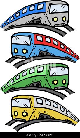 Train de dessins animés en couleur Illustration de Vecteur