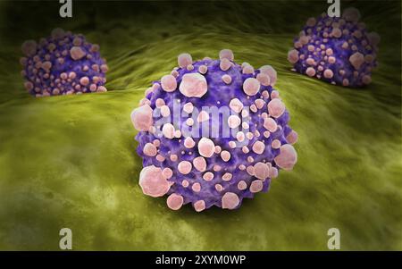 Vue microscipique des cellules cancéreuses pancréatiques Banque D'Images