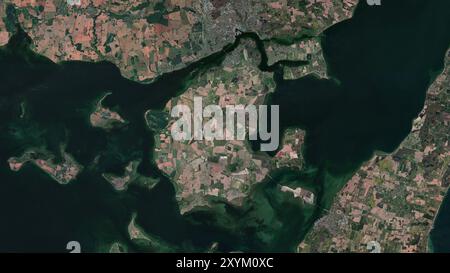 Tasinge Island dans le Kattegat sur une image satellite prise le 28 février 2023 Banque D'Images