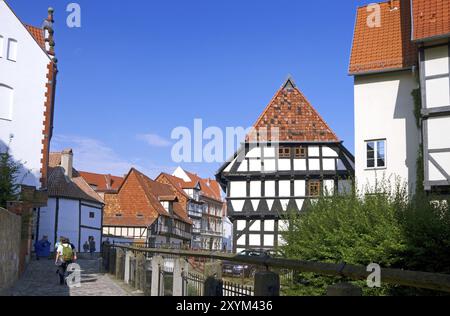 Village de Quedlinburg, patrimoine mondial de l'UNESCO, centre historique, Saxe-Anhalt, Allemagne, Europe Banque D'Images